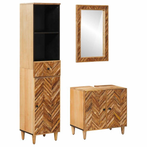vidaXL Badkamerkastenset met lade met opslag 3 pcs Massief Mango Hout