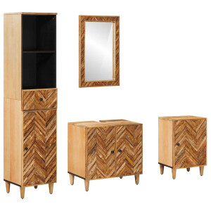 vidaXL Badkamerkastenset met lade met opslag 4 pcs Massief Mango Hout