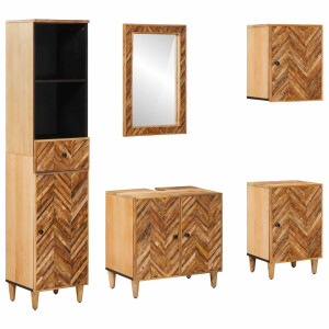 vidaXL Badkamerkastenset met lade met opslag 5 pcs Massief Mango Hout
