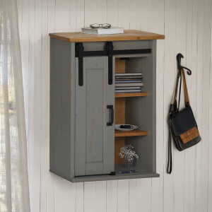 vidaXL Hangkast HALDEN met schuifdeur 49x22,5x70 cm grenenhout grijs