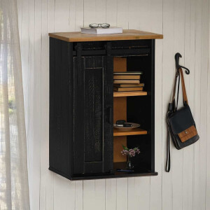 vidaXL Hangkast HALDEN met schuifdeur 49x22,5x70 cm grenenhout zwart