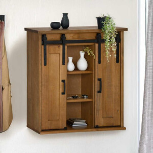 vidaXL Hangkast HALDEN 2 schuifdeuren 75x22,5x70 cm grenenhout