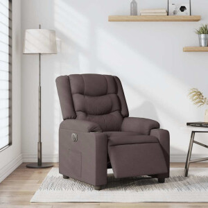 vidaXL Fauteuil verstelbaar elektrisch stof donkerbruin