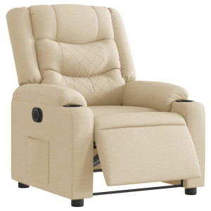 vidaXL Fauteuil verstelbaar elektrisch stof crèmekleurig