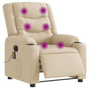vidaXL Massagestoel elektrisch verstelbaar stof crèmekleurig