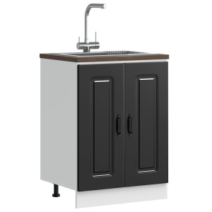 vidaXL Spoelbakonderkast Kalmar 60x46x81,5 cm bewerkt hout zwart