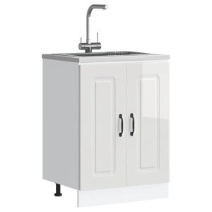 vidaXL Spoelbakonderkast Kalmar 60x46x81,5cm bewerkt hout hoogglanswit