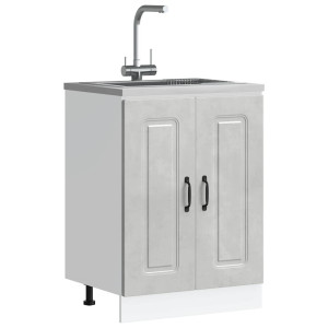 vidaXL Spoelbakonderkast Kalmar 60x46x81,5 cm bewerkt hout betongrijs