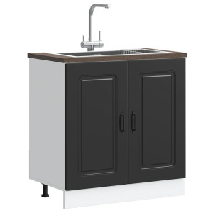 vidaXL Spoelbakonderkast Kalmar 80x46x81,5 cm bewerkt hout zwart