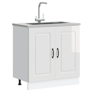 vidaXL Spoelbakonderkast Kalmar 80x46x81,5cm bewerkt hout hoogglanswit