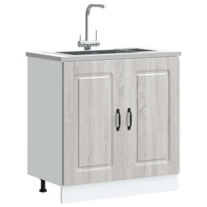 vidaXL Spoelbakonderkast Kalmar 80x46x81,5cm bewerkt hout grijs sonoma