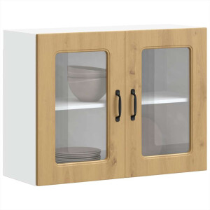 vidaXL Keukenwandkast met glazen deur Kalmar bewerkt hout artisanaal eiken