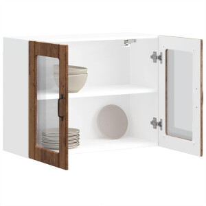 vidaXL Keukenwandkast met glazen deur bewerkt hout oud houtkleurig