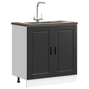 vidaXL Spoelbakonderkast Porto 80x46x81,5 cm bewerkt hout zwart