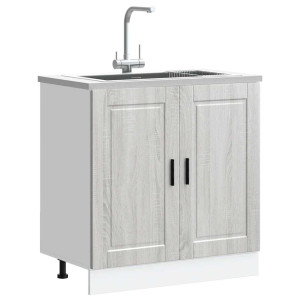 vidaXL Spoelbakonderkast Porto 80x46x81,5 cm bewerkt hout grijs sonoma