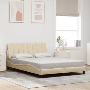vidaXL Bedframe zonder matras "Hanko" stof crèmekleurig 140x200 cm