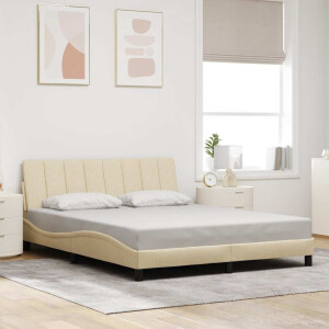 vidaXL Bedframe zonder matras "Hanko" stof crèmekleurig 160x200 cm
