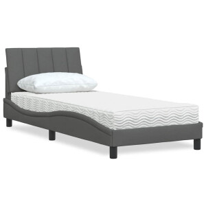vidaXL Bed met matras "Hanko" stof donkergrijs 80x200 cm