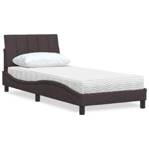 vidaXL Bed met matras "Hanko" stof donkerbruin 80x200 cm