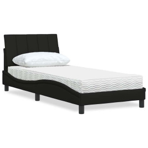 vidaXL Bed met matras "Hanko" stof zwart 90x190 cm