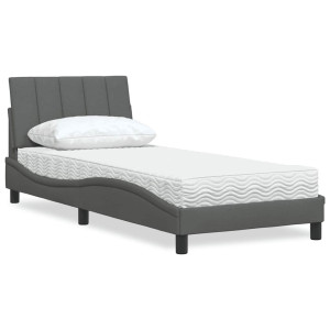 vidaXL Bed met matras "Hanko" stof donkergrijs 90x200 cm