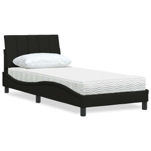 vidaXL Bed met matras stof zwart 90x200 cm