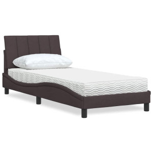 vidaXL Bed met matras "Hanko" stof donkerbruin 90x200 cm