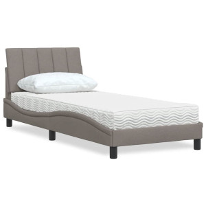 vidaXL Bed met matras stof taupe 90x200 cm