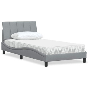 vidaXL Bed met matras "Hanko" stof lichtgrijs 100x200 cm