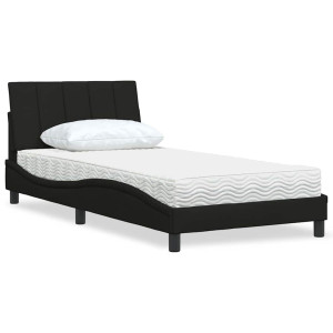 vidaXL Bed met matras stof zwart 100x200 cm