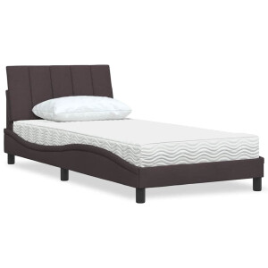 vidaXL Bed met matras "Hanko" stof donkerbruin 100x200 cm