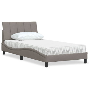 vidaXL Bed met matras stof taupe 100x200 cm