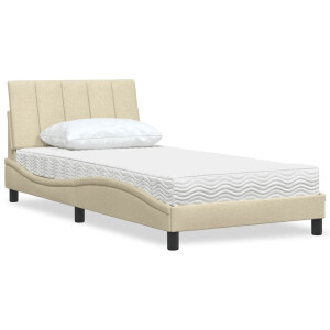 vidaXL Bed met matras "Hanko" stof crèmekleurig 100x200 cm
