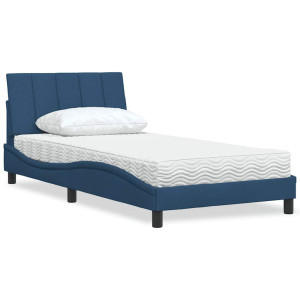 vidaXL Bed met matras "Hanko" stof blauw 100x200 cm