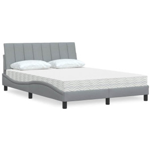 vidaXL Bed met matras "Hanko" stof lichtgrijs 120x200 cm