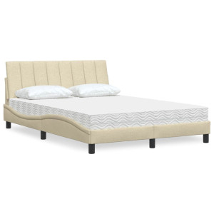 vidaXL Bed met matras stof crèmekleurig 120x200 cm