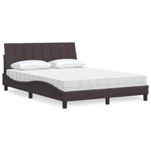 vidaXL Bed met matras "Hanko" stof donkerbruin 140x190 cm