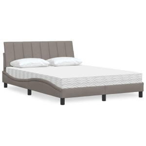 vidaXL Bed met matras "Hanko" stof taupe 140x200 cm