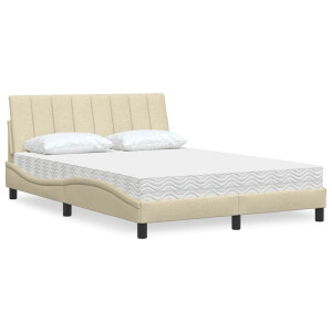 vidaXL Bed met matras "Hanko" stof crèmekleurig 140x200 cm
