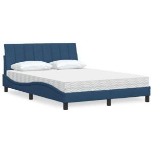 vidaXL Bed met matras "Hanko" stof blauw 140x200 cm