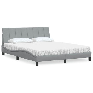 vidaXL Bed met matras "Hanko" stof lichtgrijs 160x200 cm
