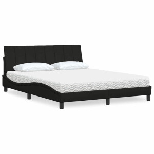 vidaXL Bed met matras "Hanko" stof zwart 160x200 cm