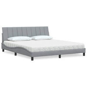 vidaXL Bed met matras "Hanko" stof lichtgrijs 180x200 cm