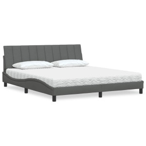 vidaXL Bed met matras "Hanko" stof donkergrijs 180x200 cm