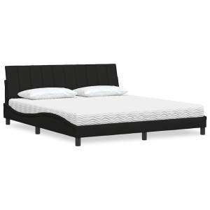 vidaXL Bed met matras "Hanko" stof zwart 180x200 cm