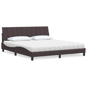 vidaXL Bed met matras "Hanko" stof donkerbruin 180x200 cm