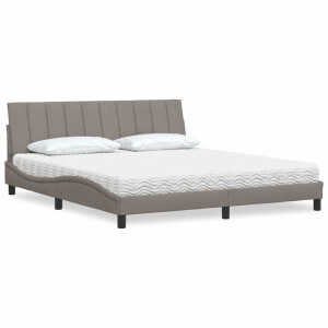 vidaXL Bed met matras "Hanko" stof taupe 180x200 cm
