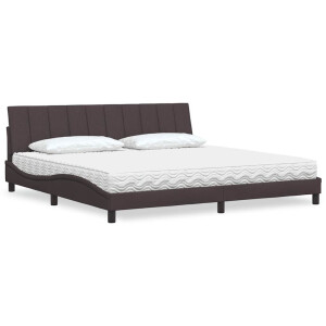 vidaXL Bed met matras "Hanko" stof donkerbruin 200x200 cm