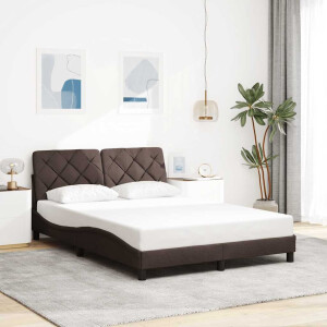 vidaXL Bedframe zonder matras 120x200 cm stof donkerbruin