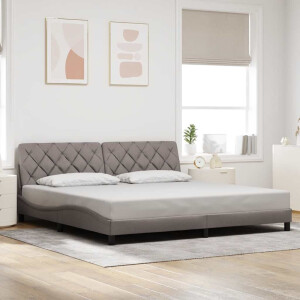 vidaXL Bedframe zonder matras stof taupe 200x200 cm